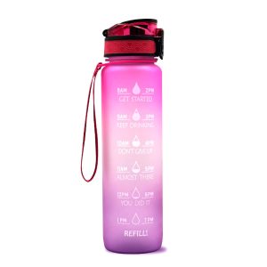 Pink purple gradient Motivational Water Bottle