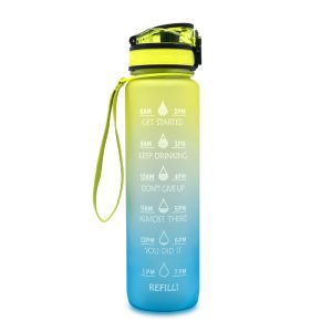 Yellow Blue Gradient Motivational Water Bottle